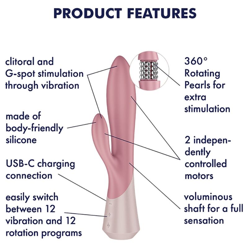Vibromasseur Rabbit Pearl Bunny 1 Perles Rotatives Terre Cuite - Satisfyer