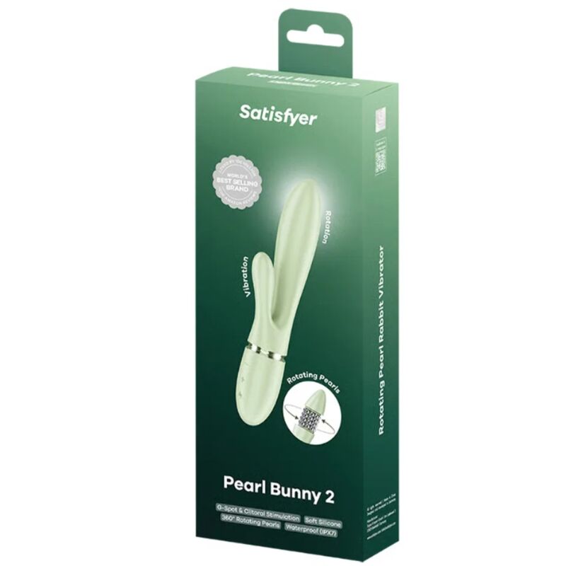 Vibromasseur Rabbit Pearl Bunny 2 Perles Rotatives Vert - Satisfyer