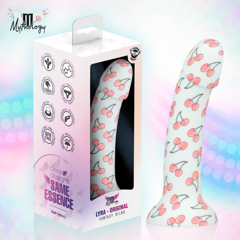 Gode Dildo Lyra 3 Silicone 17 cm Motif Cerises - Mythology