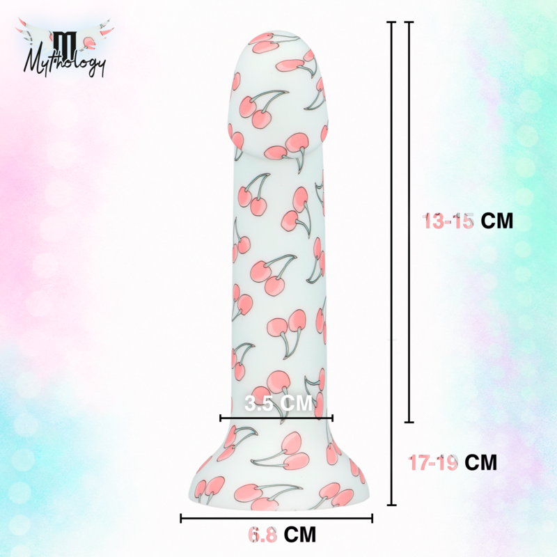 Gode Dildo Lyra 3 Silicone 17 cm Motif Cerises - Mythology