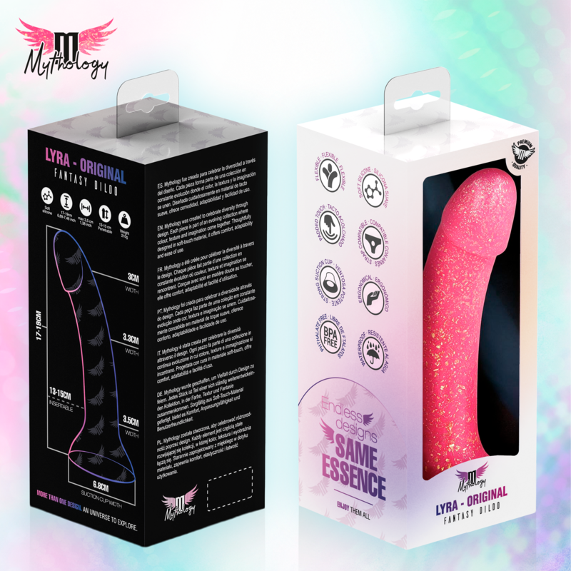 Gode Silicone Lyra 7 Rose Doré Paillettes 17 cm - Mythology