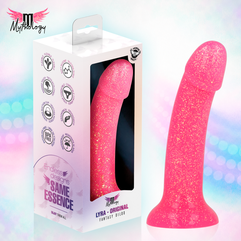 Gode Silicone Lyra 7 Rose Doré Paillettes 17 cm - Mythology
