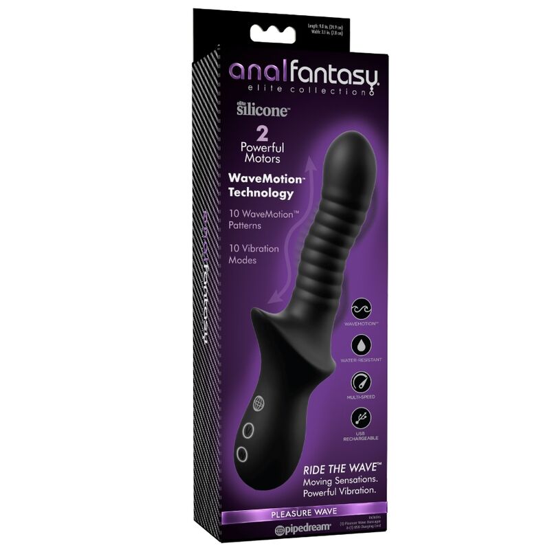 Masseur Anal Pleasure Wave Noir 10 Modes Rechargeable - Fetish Fantasy Elite