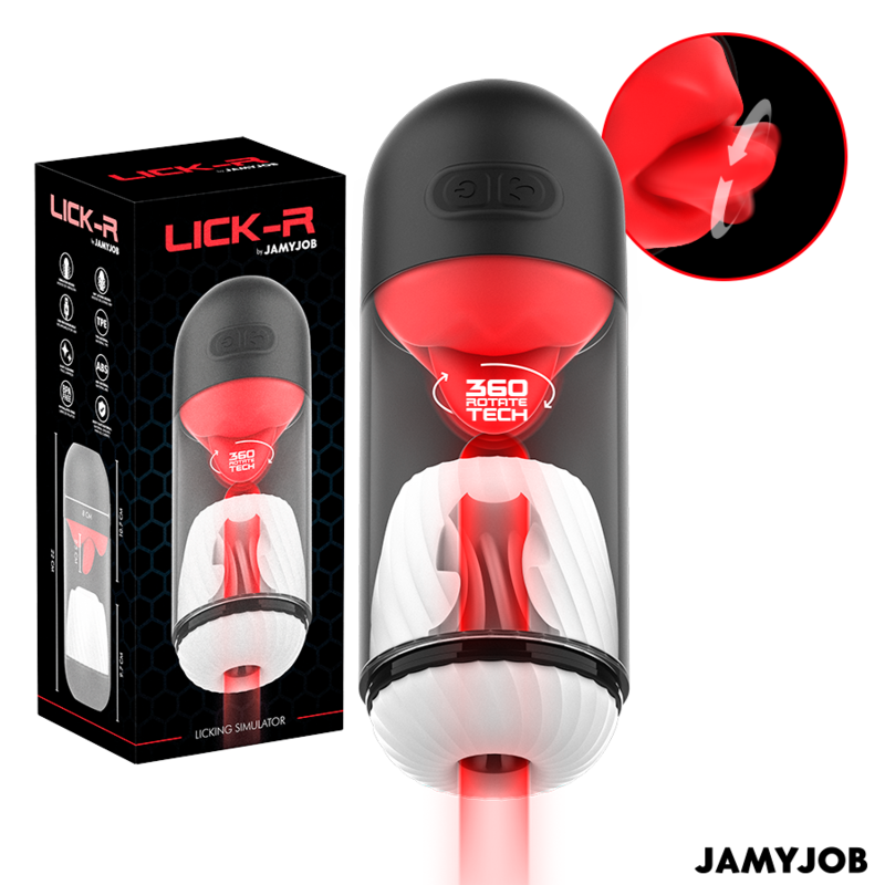 Masturbateur Automatique Lick-R Rotatif 360° Vibration Noir - Jamyjob