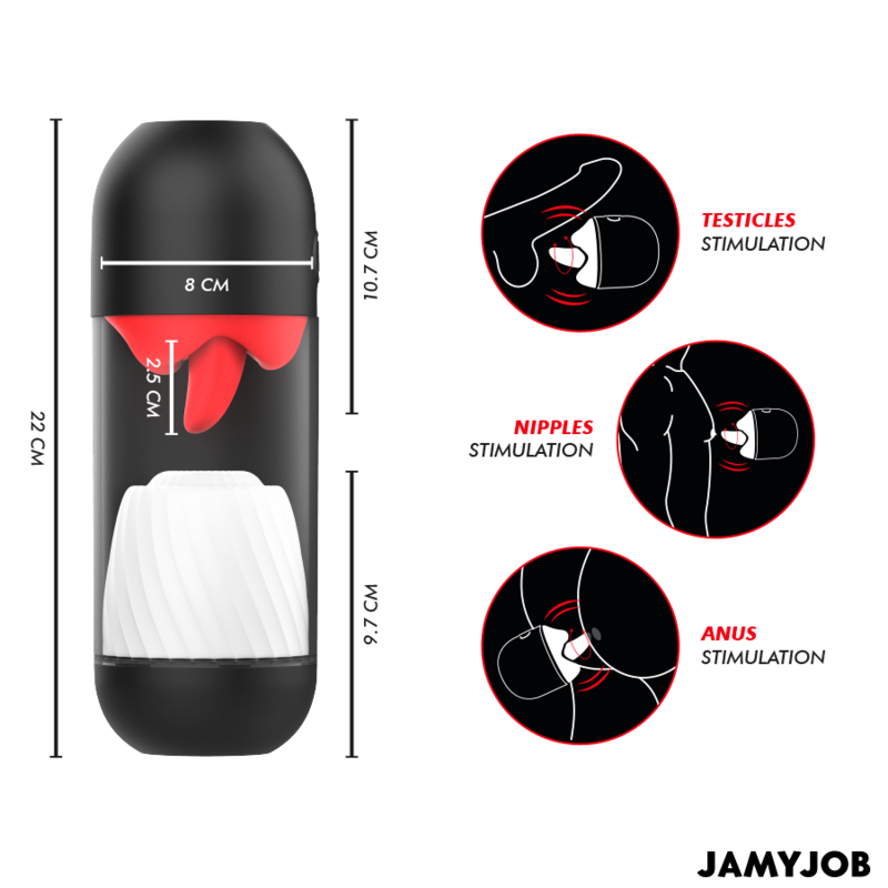 Masturbateur Automatique Lick-R Rotatif 360° Vibration Noir - Jamyjob