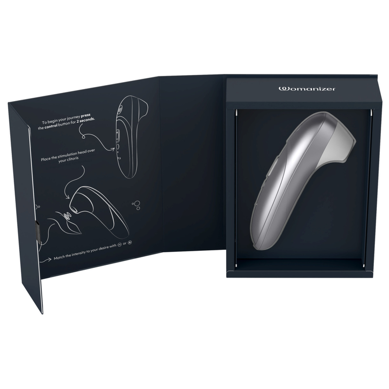 WOMANIZER - STIMULATEUR CLITORIAL PRO À SUCCION 11 NIVEAUX D'INTENSITÉ GRIS ARGENTÉ