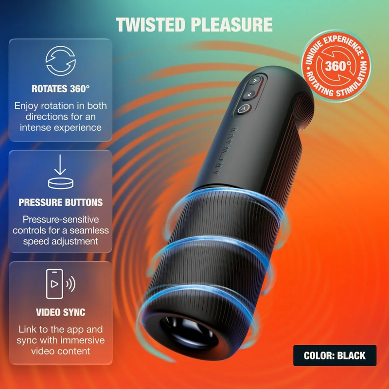 ARCWAVE - ORBIT MASTURBATEUR MASCULIN ROTATIF À 360° AVEC CONTRÔLE PAR APPLICATION NOIR