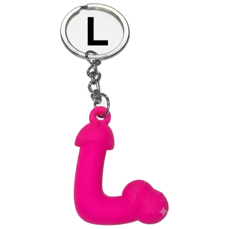 Porte-clés Pénis Fuchsia Lettre L Parfumé à la Fraise - Diablo Picante