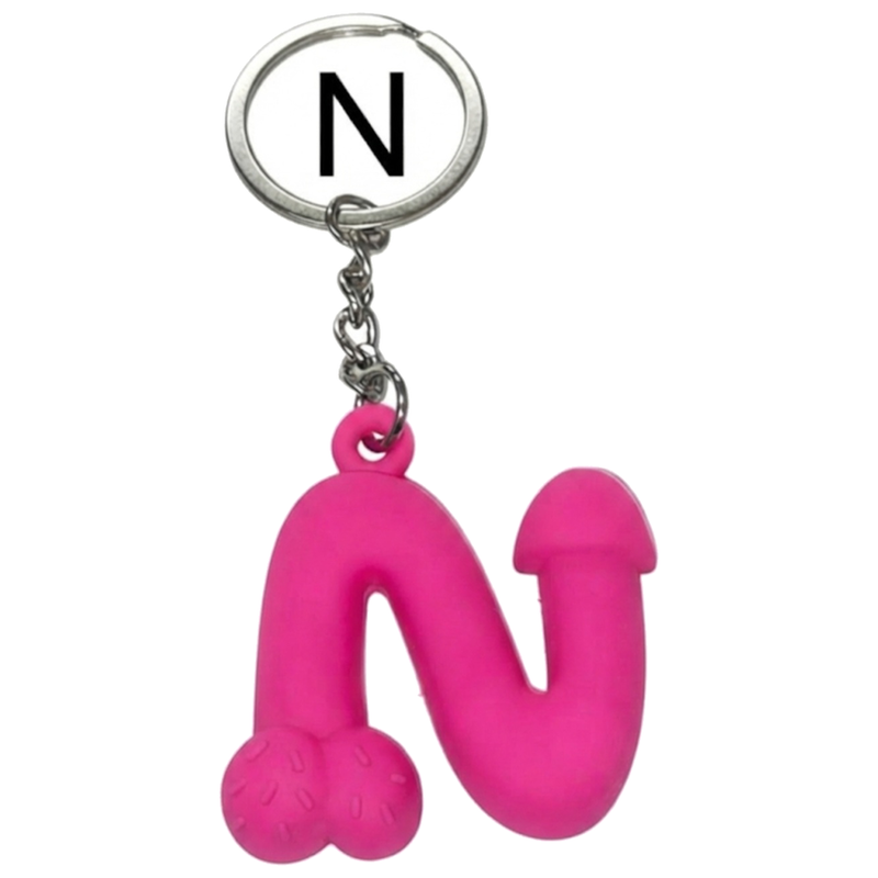 Porte-clés Pénis Lettre N Fuchsia Parfumé Fraise - Diablo Picante