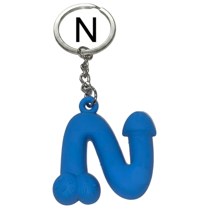 Porte-clés Pénis Lettre N Bleu Parfumé Vanille - Diablo Picante