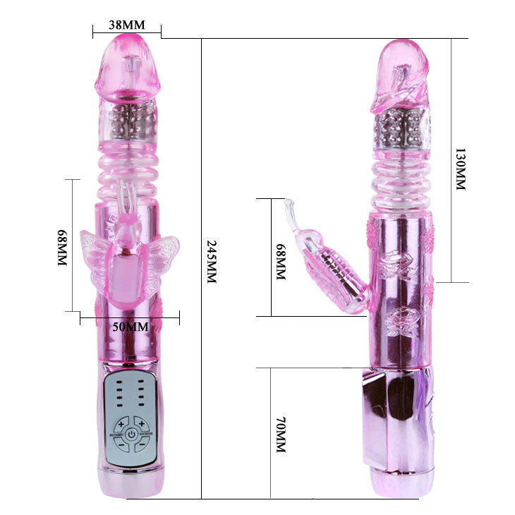 Baile - Vibro rabbit avec billes rotatives Throbbing Butterfly - Rose