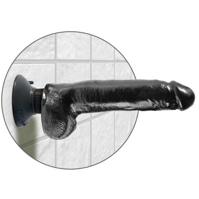 Gode Vibrant King Cock avec Testicules 23 cm Noir - Pipedream