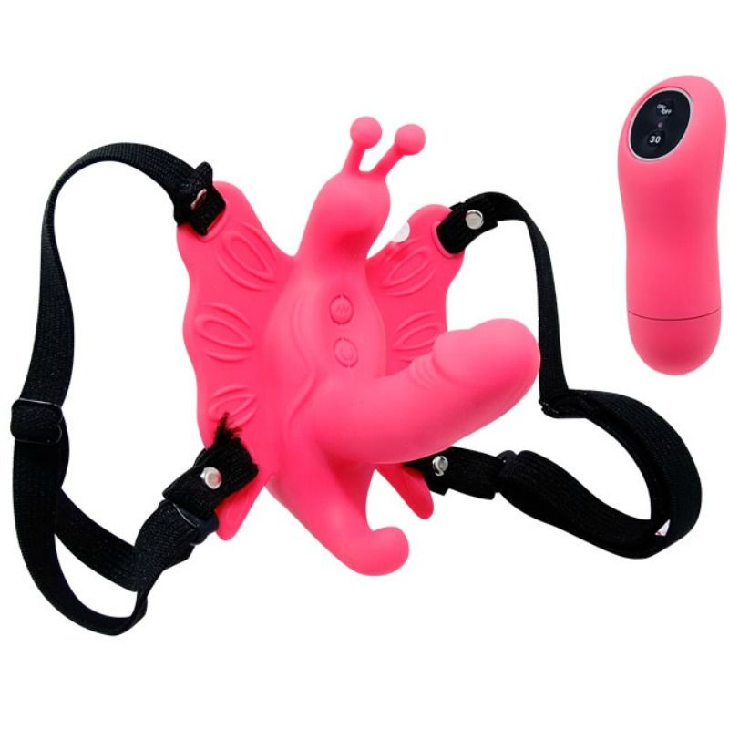 Baile - Harnais avec Mini Gode Vibrant en Forme de Papillon pour Femme
