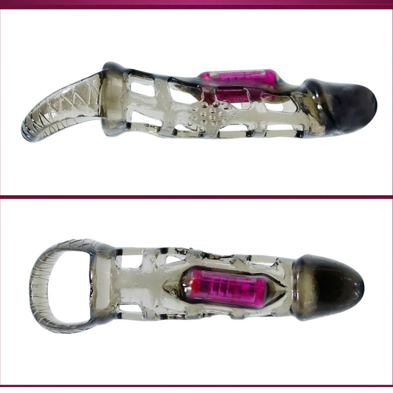 Baile - Gaine Pénis Vibrant avec Anneau Testiculaire 13,5 cm - Noir