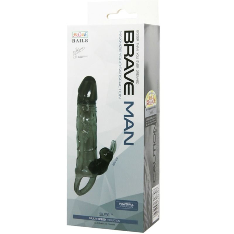 Baile - Gaine à Pénis Vibrant avec Lapin Noir - 16,5 cm