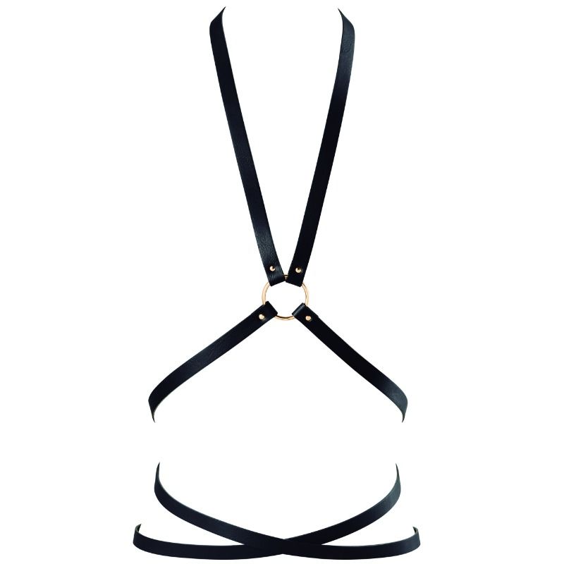 Bijoux Indiscrets - Harnais de Corps Multidirectionnele Cuir Végétalien MAZE - Noir