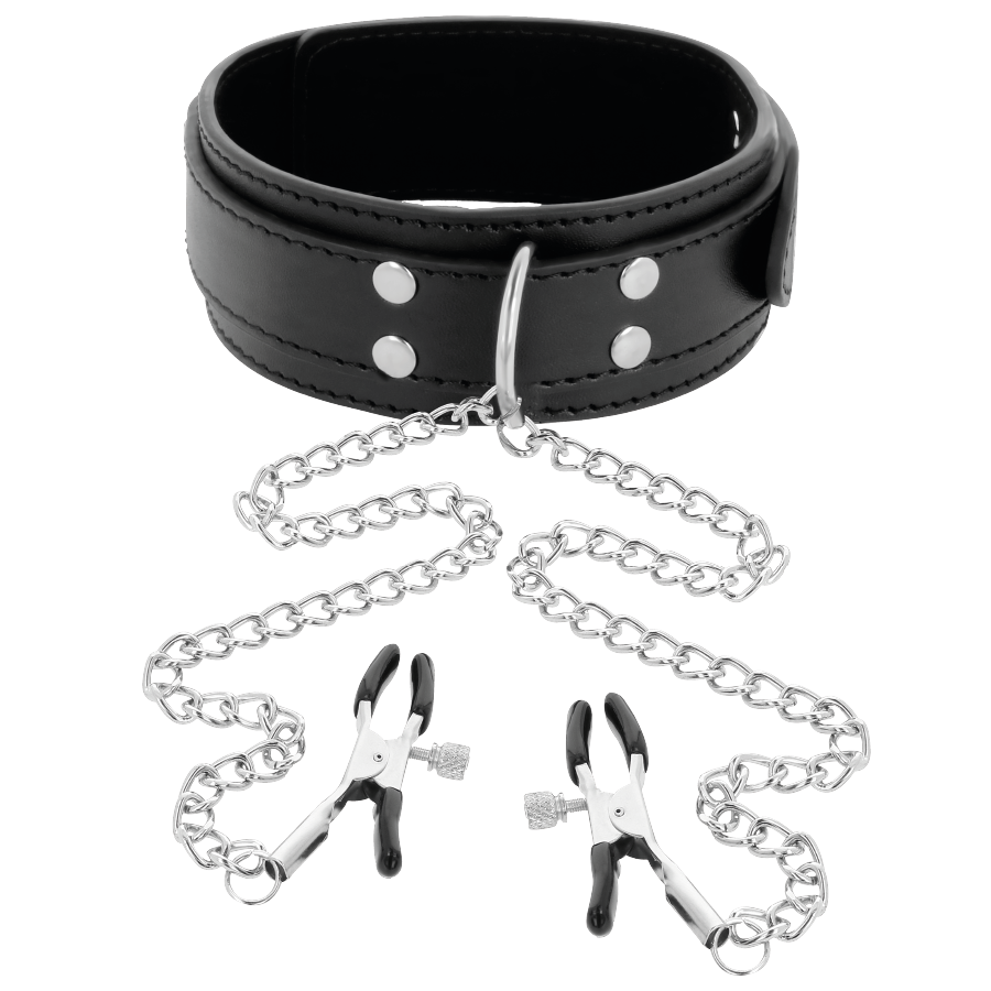Darkness – Collier de cou avec pinces à tétons réglable