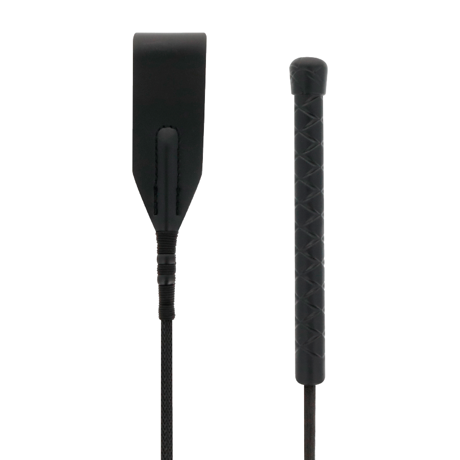 Darkness - Cravache BDSM en Cuir Noir - 45 cm