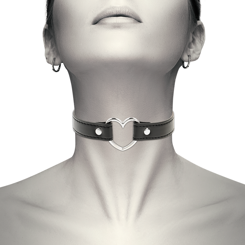 Collier Fétiche Cuir Vegan Cœur Réglable - Coquette Chic Desire
