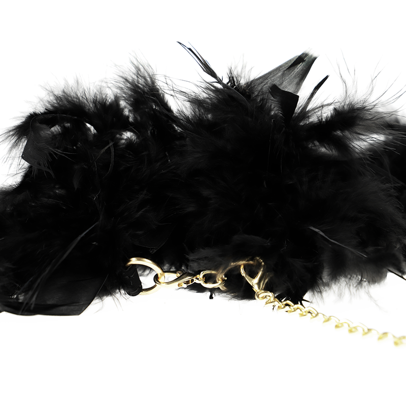 Menottes Métal Plumes Noires - Coquette Chic Desire