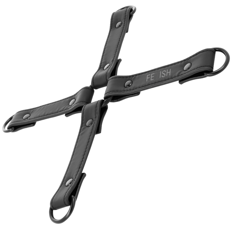 Fetish Submissive – Attache Hogtie en X cuir - Noir