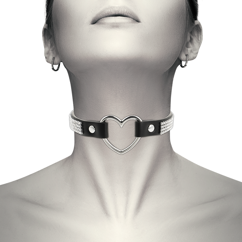 Collier BDSM Ras de Cou Cuir Végan Cœur - Coquette Chic