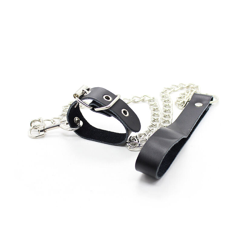 Collier pénis et bracelet en cuir avec chaîne métallique - Ohmama - OHMAMA FETISH