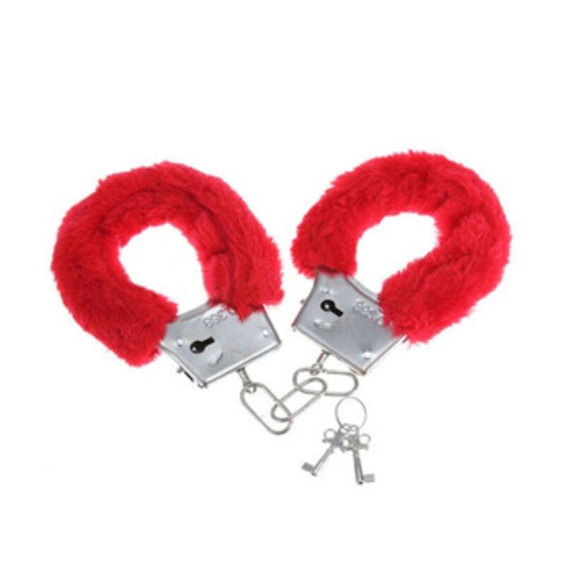Menottes Bondage Fourrure Rouge Ajustables - Diablo Picante