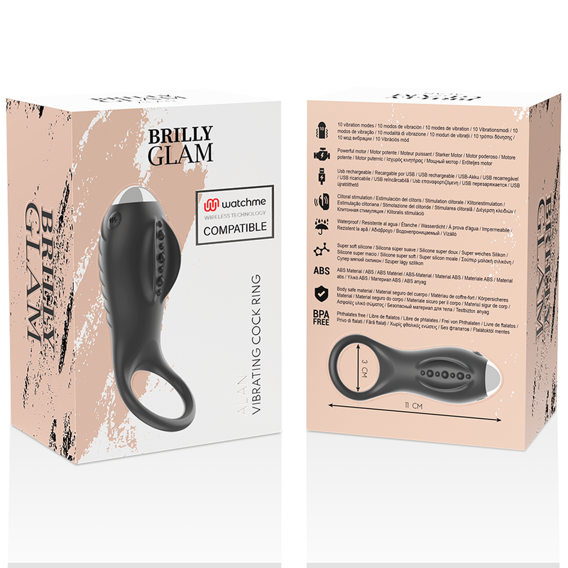 Anneau Vibrant Couple Alan Noir - Brilly Glam