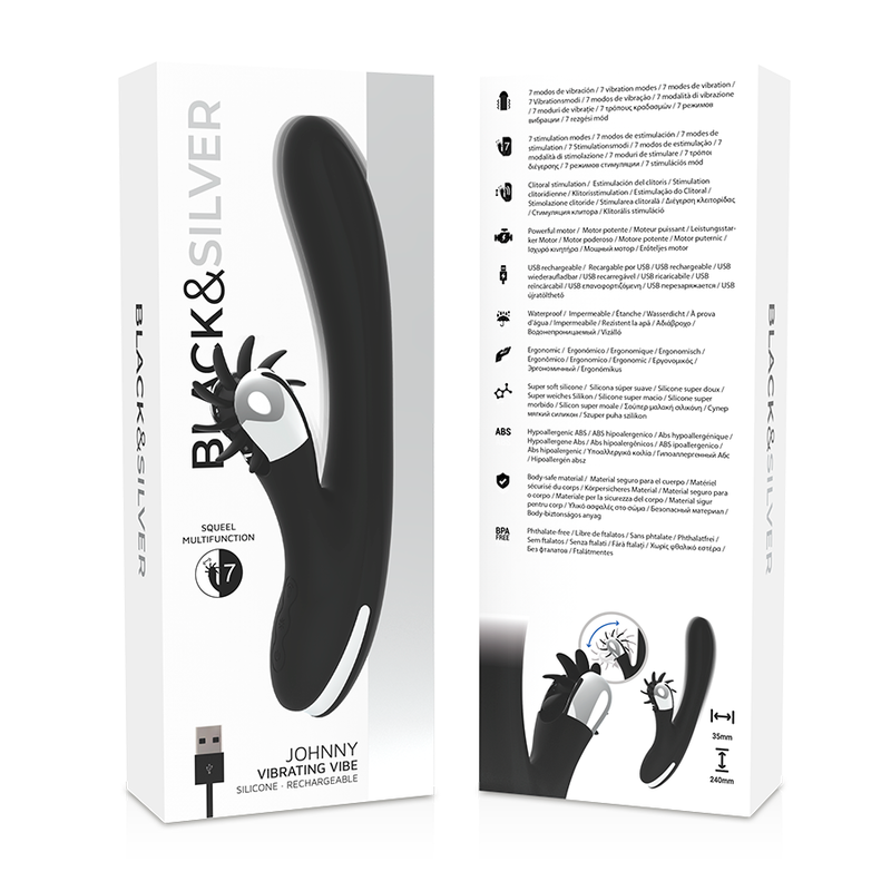 Vibromasseur Rabbit Vibrant Bunny Johnny - Black&Silver