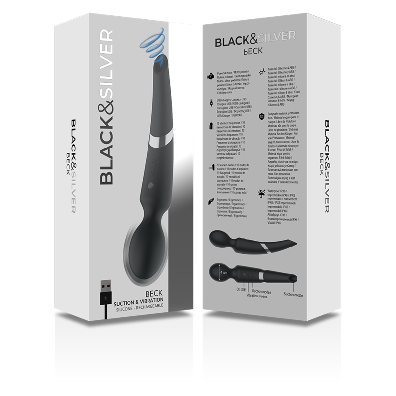 Baguette Vibrante Beck 2 en 1 Ventouse - Black&Silver