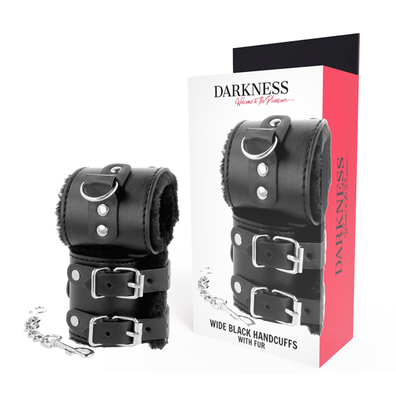 Darkness – Menottes Sexy en Simili-Cuir Noir avec Doublure
