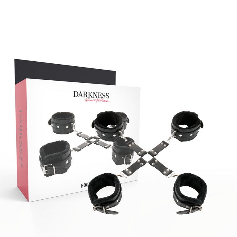 Dakness – Kit Hogtie en X en Cuir - Noir