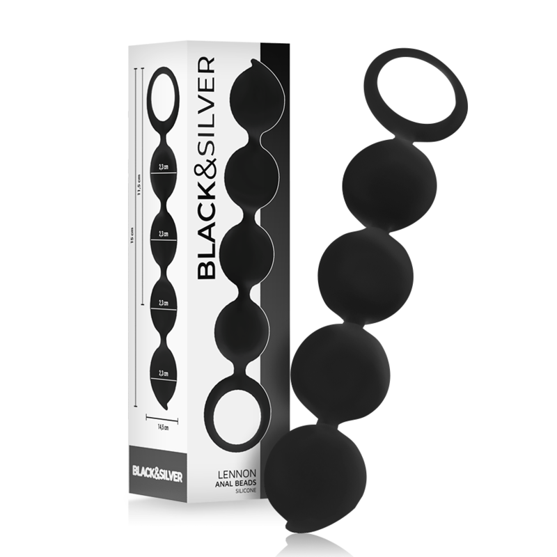Chapelet Anal Lennon 4 Sphères Silicone 15cm - Black & Silver