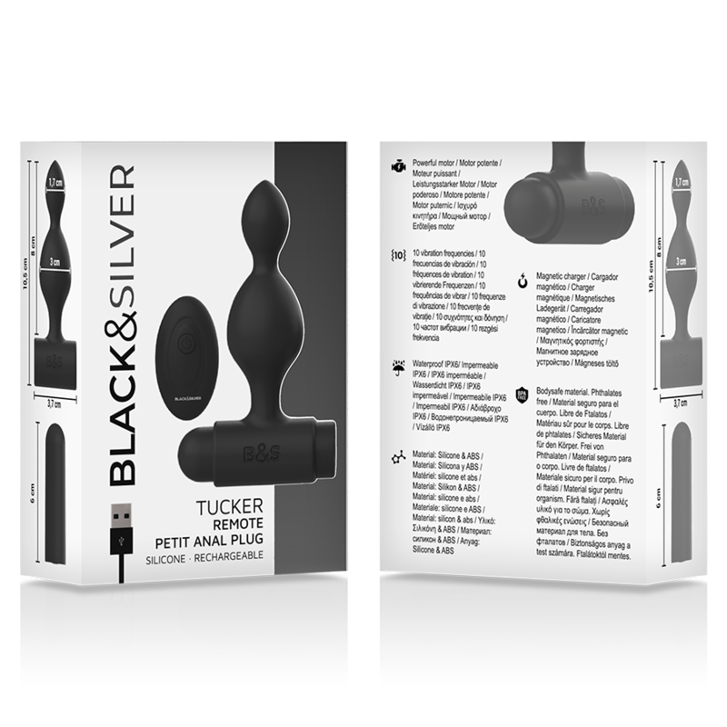 BLACK&SILVER - Plug Anal Vibrant avec télécommande Tucker - Noir