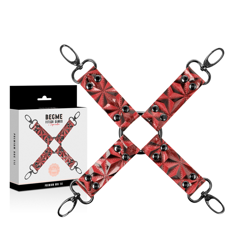Begme – Connecteur Hogtie en X cuir végan - Rouge