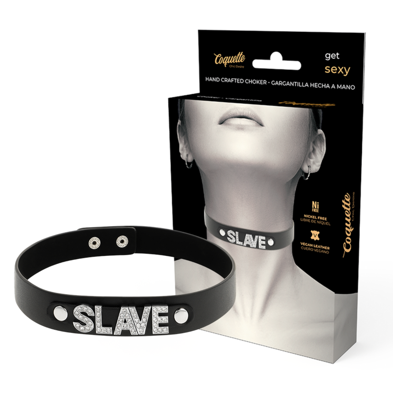 Collier BDSM Ras de Cou Cuir Végan Noir - Coquette Chic