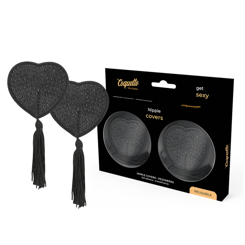Cache-Tétons Cœur Adhésifs Noir - Coquette Chic Desire