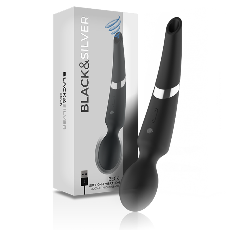 Baguette Vibrante Beck 2 en 1 Ventouse - Black&Silver