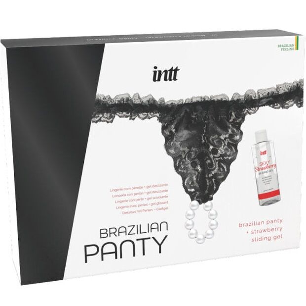 String Brésilienne Perles Brazilian Panty Noir - Intt