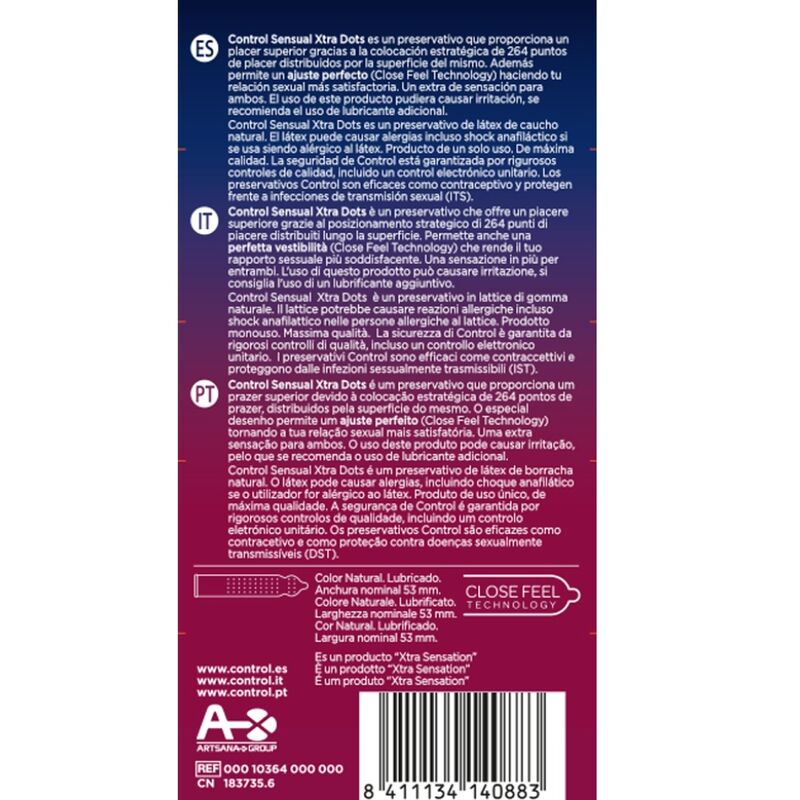 Préservatifs Texturés Control Xtra Dots 12 Unités - Control - CONTROL CONDOMS