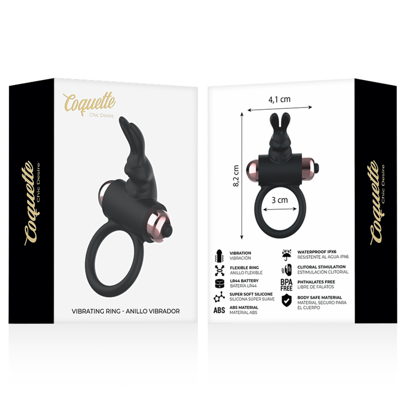 Anneau Vibrant Coquette Chic Desire Noir/Or - Coquette