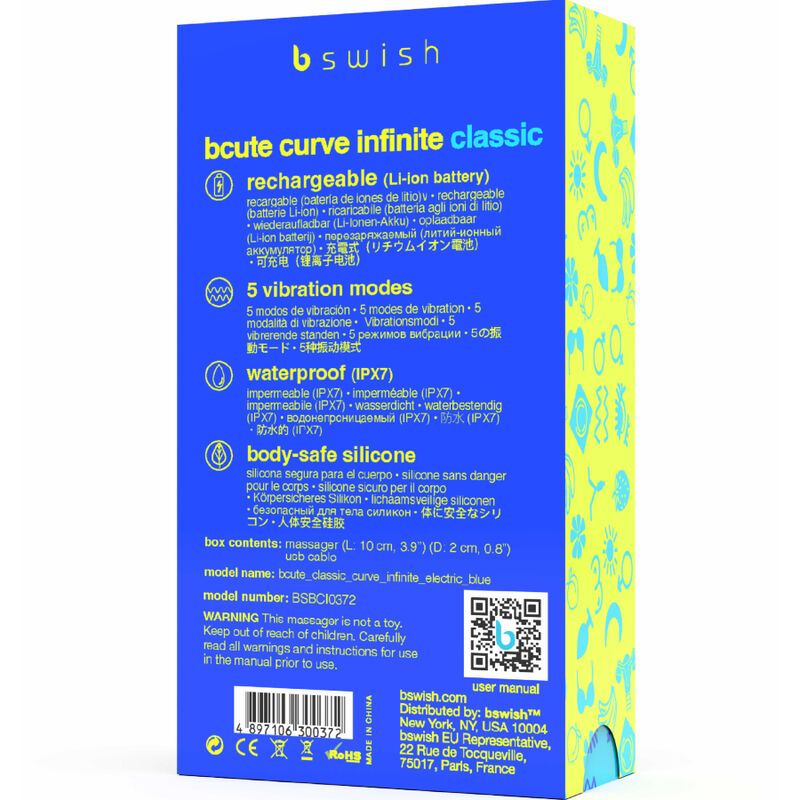 B Swish - Vibromasseur Rechargeable Incurvé Bcute Curve Classic - Bleu