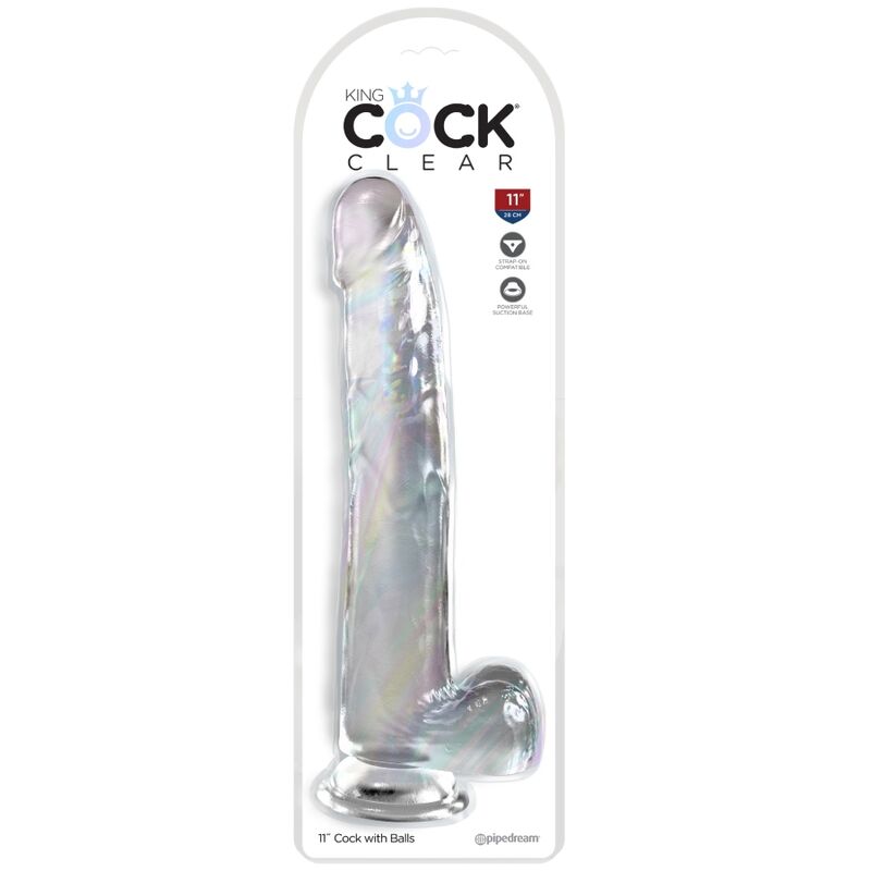 Gode King Cock Clear avec Testicules 24.8 cm Transparent - Pipedream