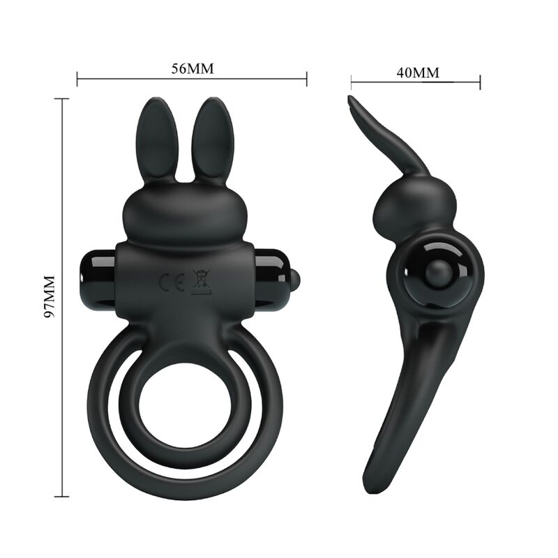 Anneau Pénien Vibrant Pretty Love Rabbit Vibrator III Noir