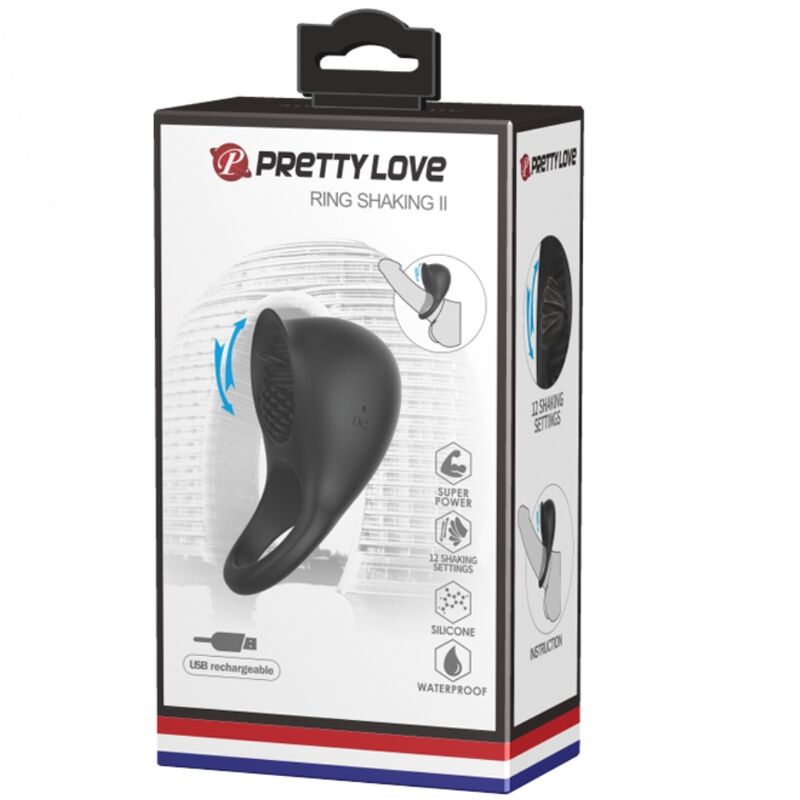 Anneau Pénien Vibrant avec Langue Pretty Love Noir - Pretty Love