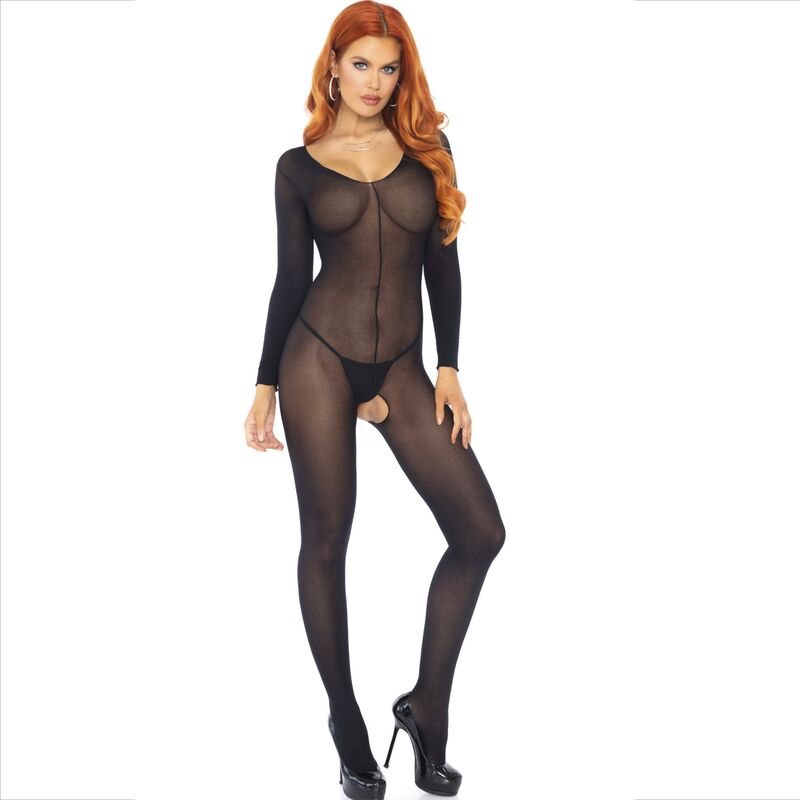 BodyStocking Manches Longues Noir Taille Unique - Leg Avenue