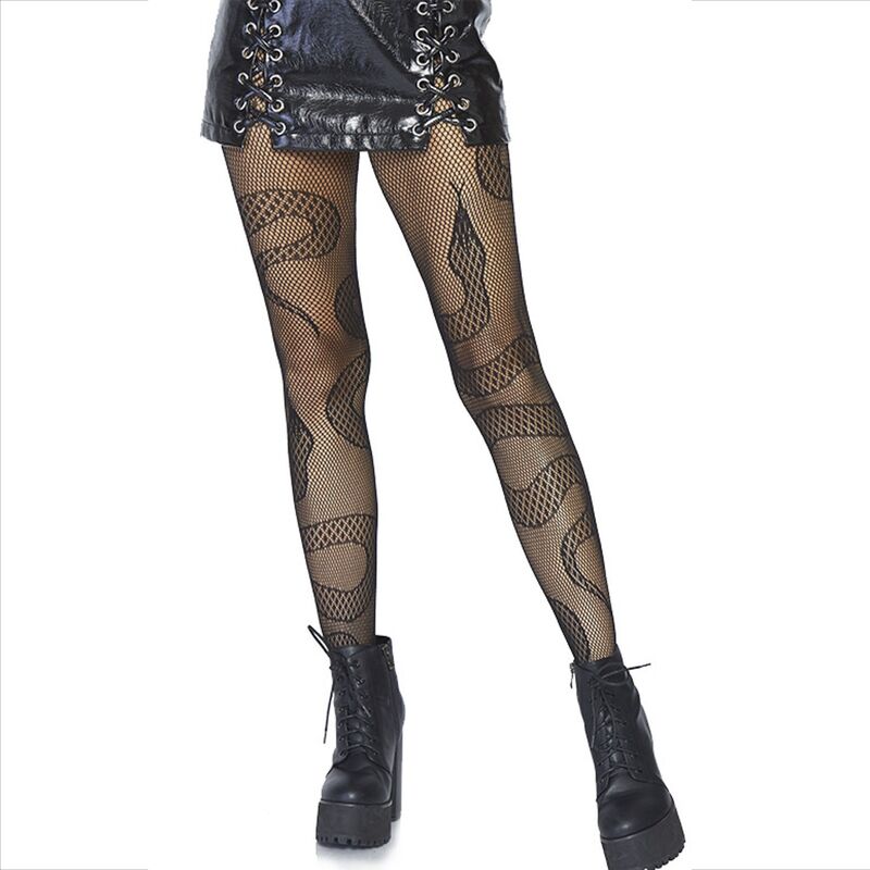 Collants Résille Motif Serpent Noir Taille Unique - Leg Avenue