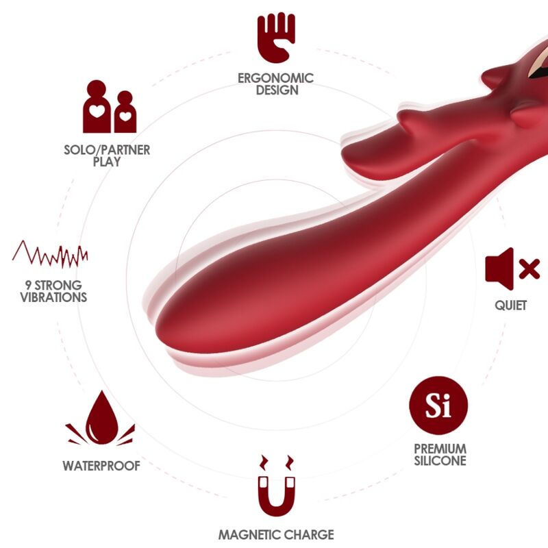 Vibromasseur Rabbit ELK Courbé Rouge - Armony