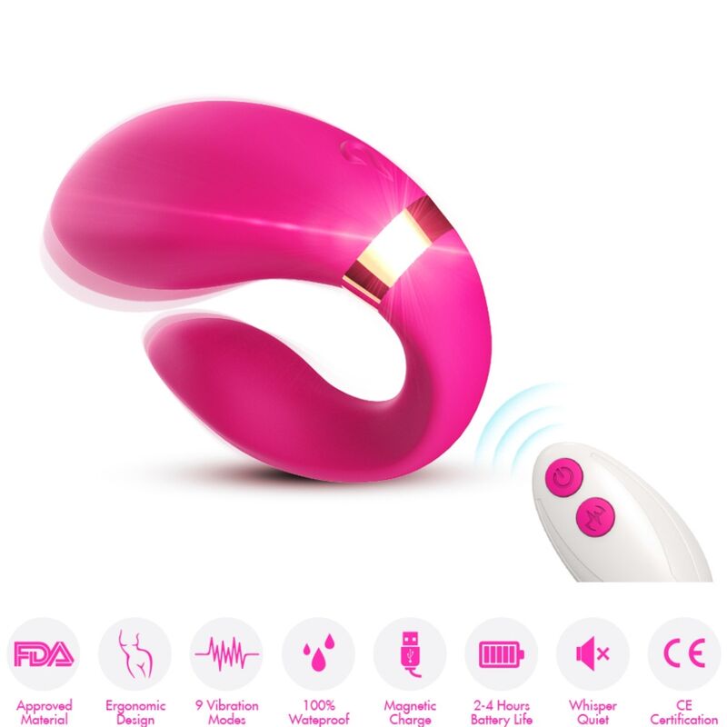 Vibrateur Couple Croissant Télécommandé Fuchsia - Armony